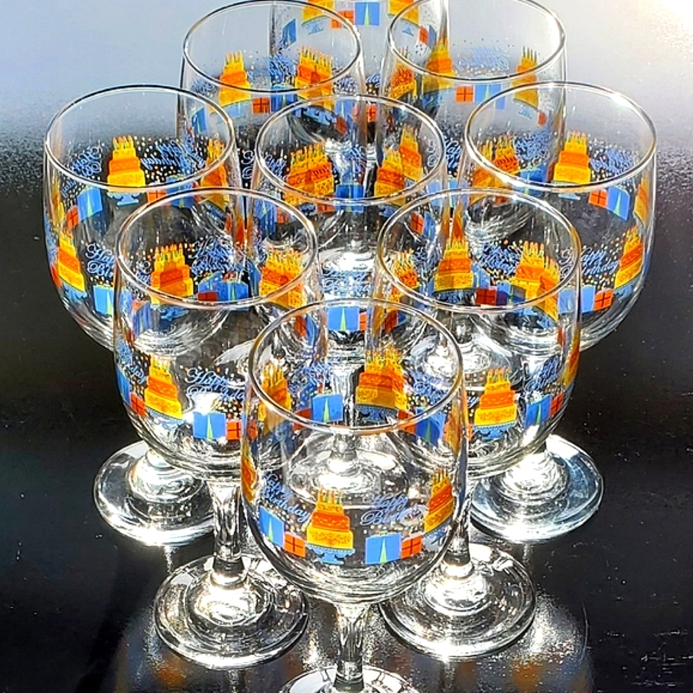🥳 (9) HAPPY BIRTHDAY 🎂 🥳 🎉 🎈 🎁 All Purpose Wine🍷 Glasses Libbey - Picture 3 of 5